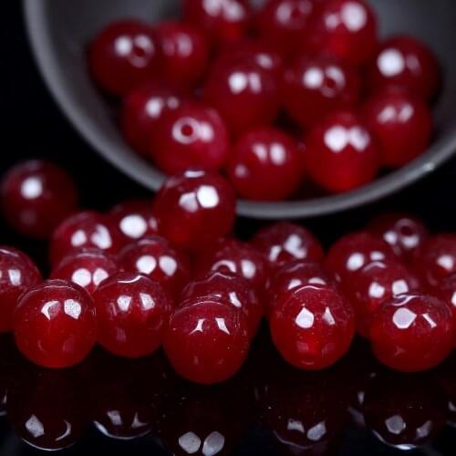 Natural Rubys Chalcedony Jades Stone Beads Round Loose Spacer Beads For Jewelry Making DIY Bracelet Handmade 4/6/8/10/12mm