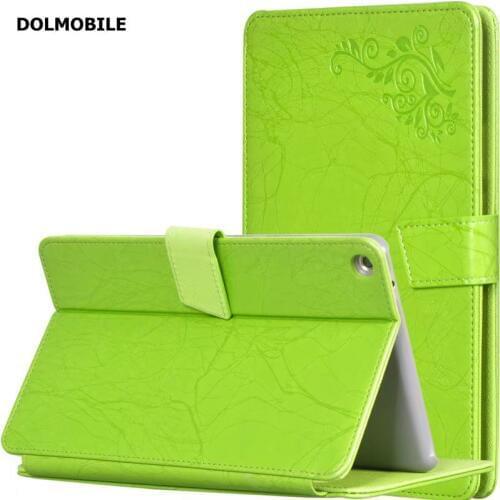 DOLMOBILE Print Flower PU Leather Case Cover for Huawei MediaPad M3 Lite 8 CPN-W09 CPN-AL00 8.0 Tablet Clear Screen Protector