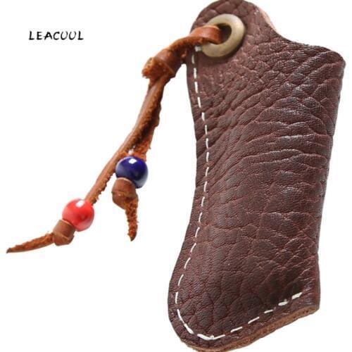 Genuine Leather Zip Cigarette Lighter Gift Bag Small Box Case For Zippo Super Match High Leather Cover Men Box Holde Key Cover