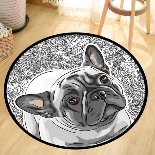 Black And White Modern Cute Funny Dog Child/Kids Cartoon Round Bedroom Carpets Living Room Large Floor Mat rug Home Decor carpet
