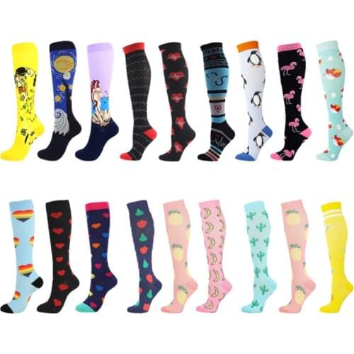 3 Pairs Multi Color Compression Stockings Leg Pressure Sports Travel Hot Sell Compress Socks Men Women Packaged For Sale