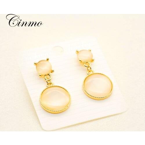 Cinmo Retro Round Rhinestone Piercing Drop Earrings For Women Girls Fashion Statement Korean Earrings Wholesale Jewlery Gift