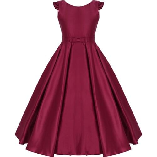 Satin Fly Sleeves Kids Girls Wedding Flower Girl Dress Princess Pageant Formal Birthday Evening Party Dress Prom Long Dresses