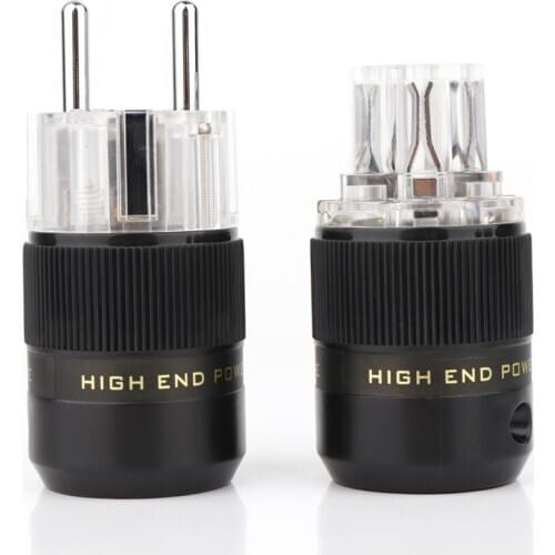 P077TE+C077TE Rhodium Plated EUR Schuko EU Power Plug & IEC Connector plug,Audiophile DIY Mains Power cord Plug hifi 10Pairs