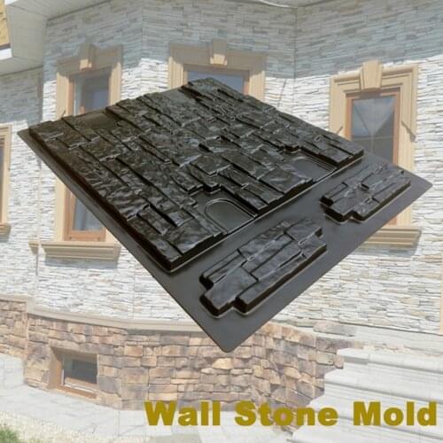 Wall Concrete Molds Garden House Wall Stone Tiles Stone Mold Cement Bricks Maker Mould Vertical Concrete Stamps