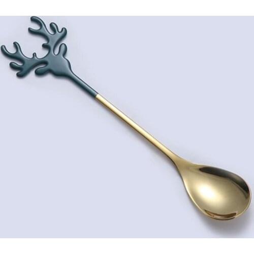 Smooth Useful Chic Coffee Tea Stirring Spoon Rustproof Stirring Spoon Santa Elk Shape for Home