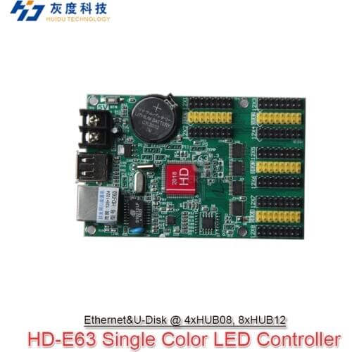 HD-E63 Network & USB Port 4*HUB08+8*HUB12 1024*128 Pixels Single and Dual Color LED Display Control Card