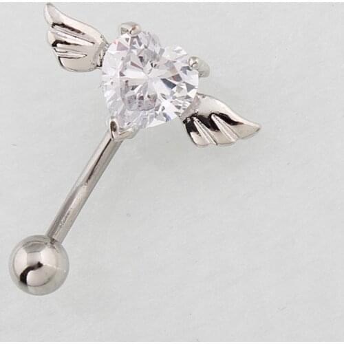 Fashion Crytsal Heart Wing Navel Ring Sweet Belly Button Rings Cute Stainless Steel Body Piercing Jewelry Gifts