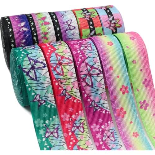 10 Yards 1" 25MM/38MM Japanese Cartoon Printed Grosgrain Ribbons For Hair Bows DIY Handmade Materials Y2020121701