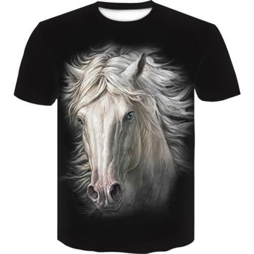 Summer 2020 mens casual short sleeve printed T-shirt fashion animal 3D cool horse round neck high quality T-shirt top