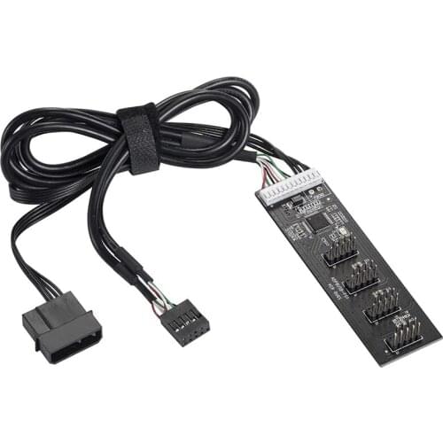 Computer Motherboard USB 2.0 9Pin to 4-Port 9Pin Interface,High-Performance One-To-Four Expansion Hub Adapter