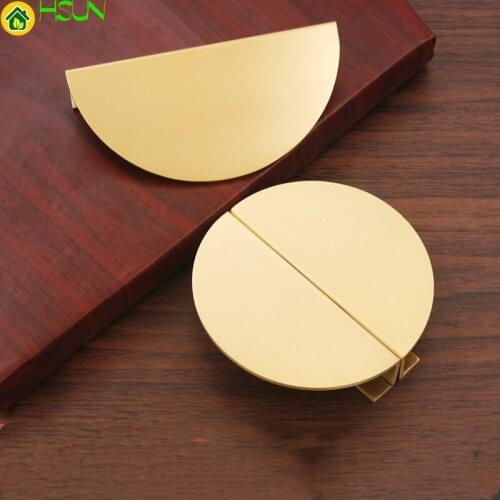 Copper A Pair of Modern Simple Handles Nordic Semi-circular Wardrobe Sub-cabinet Wardrobe Split Brass Drawer Door Handles