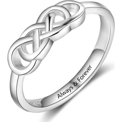 Fashion Personalized Ring Anniversary Jewelry Customized Any Letters Square Knot Shape Ring Wedding Gift for Women(RI103843)