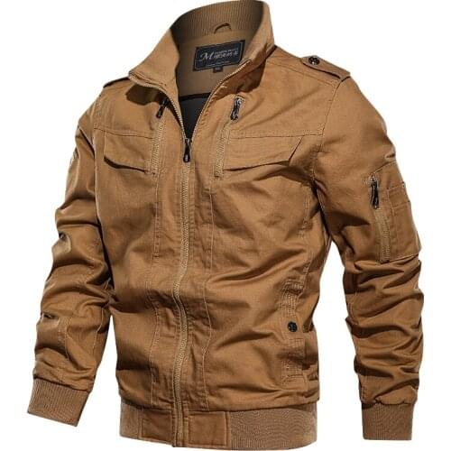 Autumn Jacket Men Big Size High Quality Bomber Jacket Casual Cotton Coat Stand Collar Solid Streetwear Zipper Clothing