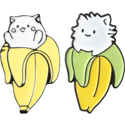 Meow~ Kawaii Banana Cat pins Badges Enamel Brooches Cute Animal Cat pins collection Gift for Girl Lover Kitty Mom Gifts
