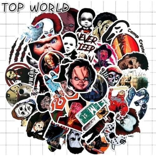 10/50pcs/set Mixed Horror Movie Characters Stickers Les Griffes De La Nuit Stickers For Skateboard Laptop Luggage Motorcycle