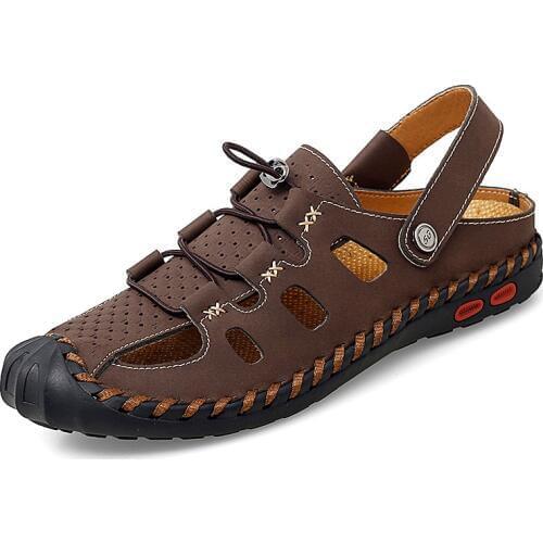 2020 New Men Shoes Summer Leather Sandals Outdoor Lightweight Breathable Shoes Men Comfort Fashion Casual Soft Sandals Plus Size