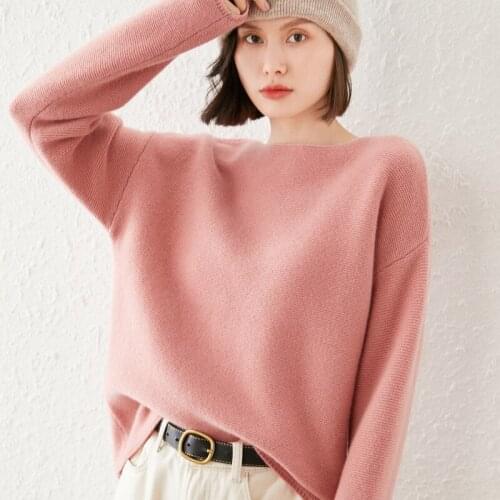 2021 New Round Neck Pullover Women' 100%Pure Wool Autumn Winter Plus Size Sweater Fashion Thick Base Cashmere Knit All-Match Top