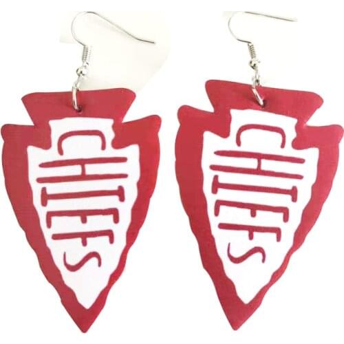 New!! Teardrop Stock Kansas Chiefs Football Fans Arrowhead Faux Leather Earrings Make Your Logo