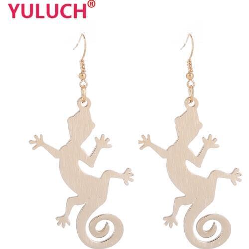 YULUCH Pop Jewelry Design Aluminum Lizard Shape Pendant for Fashion Womens Exquisite Luxury Earrings Accessories Gifts