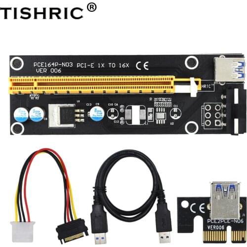TISHRIC 100pcs PCIE PCI Express Riser Card PCI-E Extender 1x 16x Adapter USB 3.0 SATA to 4Pin IDE Molex for Mining Bitcion Miner