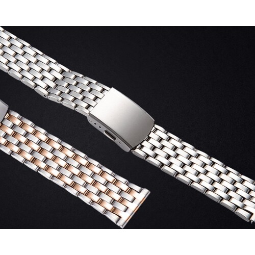 20mm 22mm Metal Band Universal Stainless Steel Watch Strap Silver Rose Gold Smart Watch Bracelet Accessories Replacement Belt