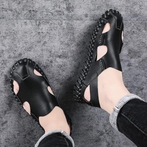 Sandalmale flip casual mens rubber men 2020 flops sport sandles sandels man hollow sandel 2019 leather safety for sandals-men
