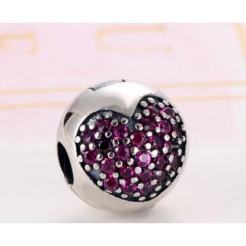 S925 Silver Bead DIY Jewelry Love Of My Life Clips Stoppers Charm fit Lady Bracelets Bangle Pave Red CZ