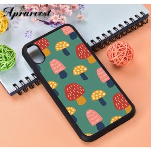 Aprarvest Mushroom Pattern Silicone Rubber Phone Case Cover For iPhone 6 6S 7 8 PLUS X XS XR 11 12 MINI PRO MAX