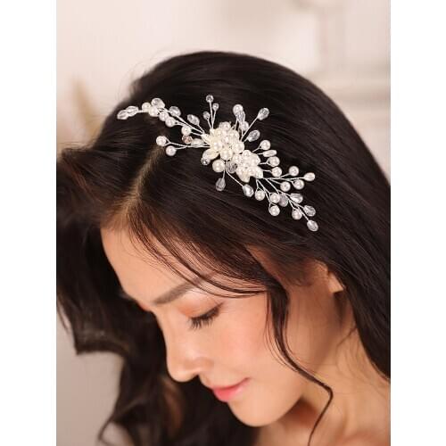 Wedding Accessories Silver Pearl Crystal Bridal hair comb HAIR JEWERLY FOR BRIDE headdress Women hat female wedding