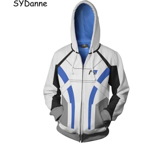 Game Mass Effect 3 N7 Tali'Zorah Hoodies Sweatshirts Cosplay Costume T shirt Jacket Coat Zipper Hooded Sweater Men Boys Clothes