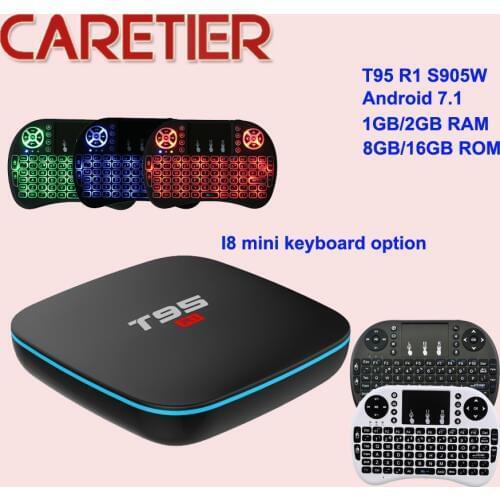 T95 R1 Android 7.1 TV BOX 2GB RAM 16GB ROM Amlogic S905W Quad Core 2.4GHz WiFi I8 backlit keyboard option