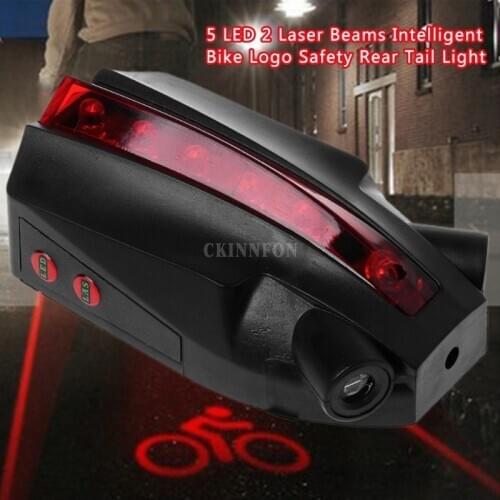 20Pcs/Lot LED Bicycle Bike Light Night 2 Laser+5 LED Rear Bike Bicycle Tail Light Beam Safety Warning Red Rear Lamp Waterproof