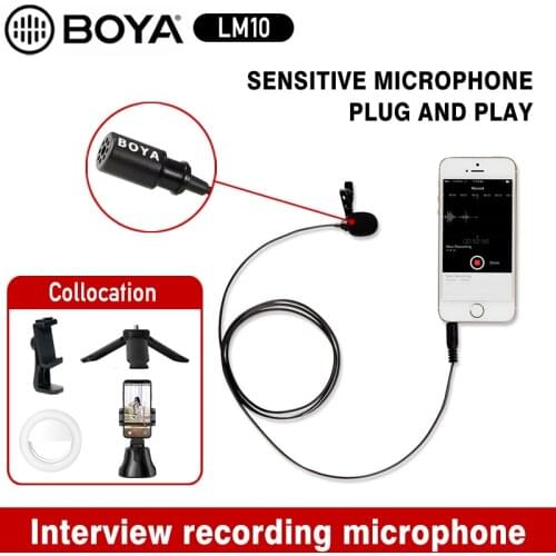 Omnidirectional Lavalier Condenser Microphone for iPad iPod iPhone Sumsung S6 S5 Smartphone Audio Video phone Record BOYABY-LM10