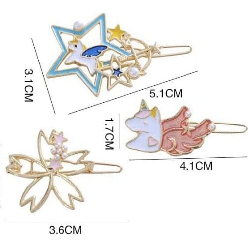 Japanese starry sky cat unicorn five-pointed star wind girl heart cute bangs clip hairpin side clip frog clip hair accessories