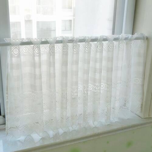 150x45cm Pure White Pastoral Kitchen Curtain Short Embroidery Tulle Curtain Window Curtain Valance Coffee Curtain For Home Decor