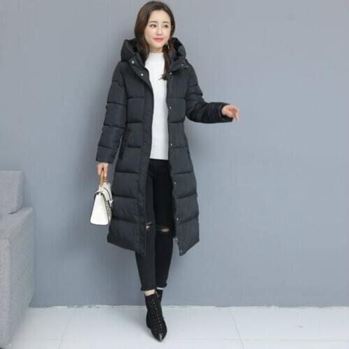 Women winter bubble coats down long padded clothes solid color black jacket puffer warm thick winter parkas