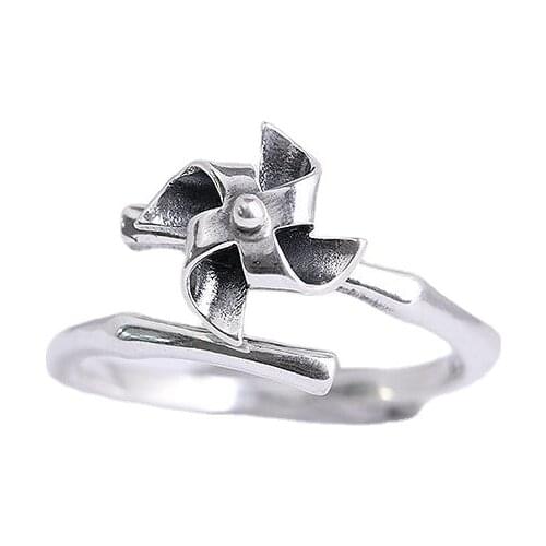 Elegant Fashion Womens Ring Rotatable Windmill Ring Opening Adjustable Size Jewelry