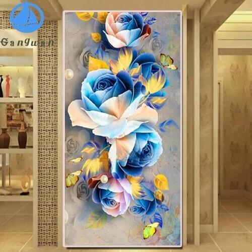 Large size Diamond Embroidery color flower Diamond Painting Full Square Rhinestones rose butterfly Pictures home decoration art