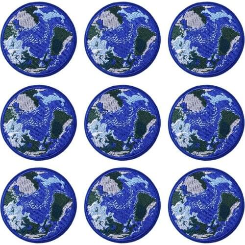 Pulaqi 10PCS Earth Patch Geography Map Wholesale Patches Iron On Patches For Clothing Stripe Wholesale Dropship Custom Patch