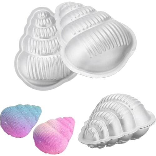 2Pcs/set Conch Shape Aluminum 3D Bath Bomb Mold Set Crafting Metal Bath Bomb Mold Aluminum Fizzy DIY Pan Washing Mold Tools