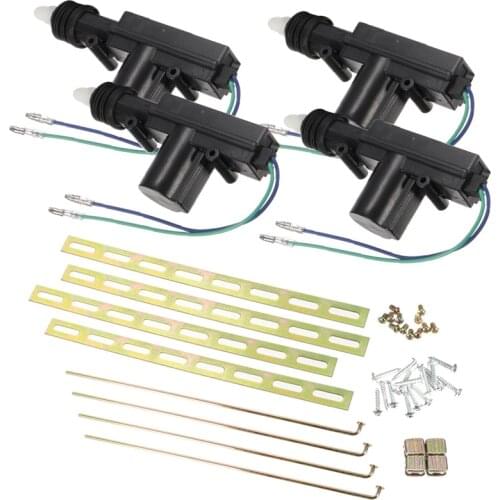 4Pcs 12V 2 Wire Car Door Power Central Lock Motor Kit With 2 Wire Actuator Auto Vehicle Remote Central Locking System Motor