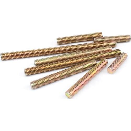 5/10pcs Full Threaded Rod M6 M8 Carbon Steel Color Zinc Plated Screw Rod Furniture Link Screw Bolts Bar Solid Stud Hardware