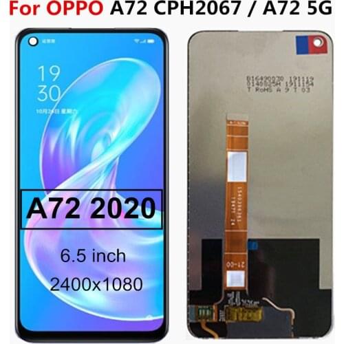 6.5" LCD For OPPO A72 2020 LCD Display Touch Screen Digitizer Assembly Replacement for OPPO A72 CPH2067 LCD