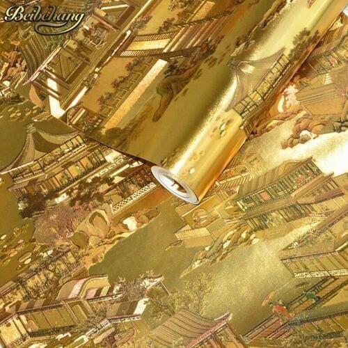Beibehang Luxury Floral Wall paper Modern Gold Wallpaper For Walls Papel De Parede Wallpaper Roll Tapete Vinyl Wall paper roll