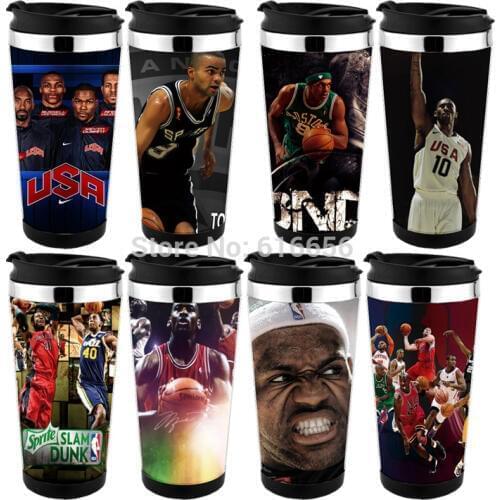Free shiping 450ml travel mug Kobe Bean Bryant Cox and the other stars mug,lots of pics for you with new cap easy for drink