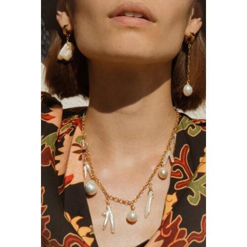 Bohe Pearl Stainless Steel Necklace Collares De Moda Non-fading High Quality Trendy Jewelry Natural Pearl Bileklik Pulsera