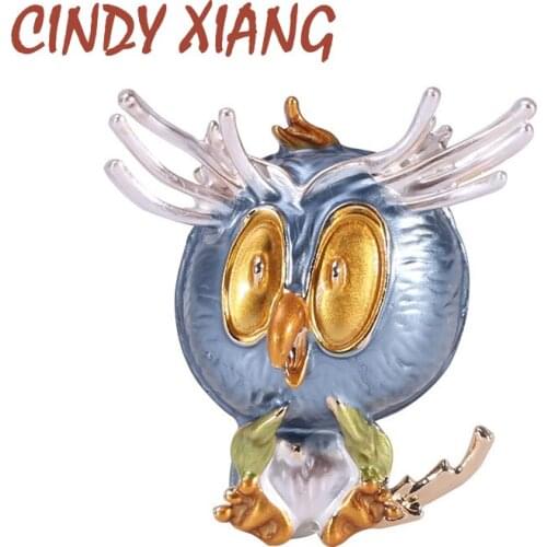 CINDY XIANG 4 Colors Available Enamel Owl Brooches For Women Cute Animal Brooch Pin