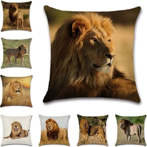 King of the Prairie Lion Pattern Animal Cushion Cover decorative Home sofa chair car seat friend bedroom kids gift pillowcase