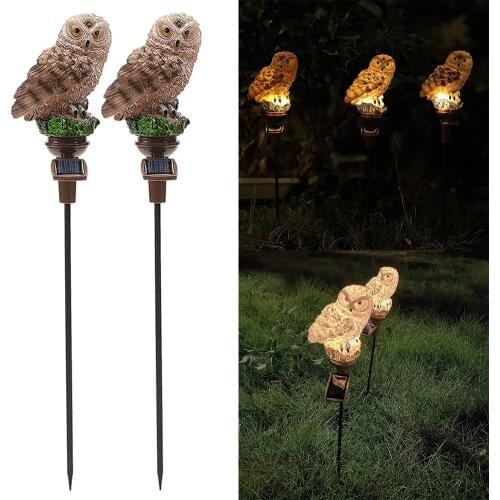 2pcs Solar Porch Light Owl Garden Solar Lights Solar Powered LED Ground Lamp Outdoor Decorative Waterproof Garden Stake Lights